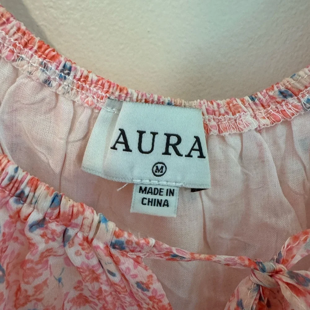 Aura Women's Pink and Yellow Floral Blouse - Picture 2 of 4